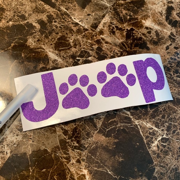 Glittery Purple Jeep Dog Paw Decal Logo Sticker - Picture 4 of 4